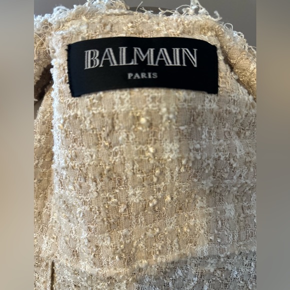 BALMAIN Tweed Fringe Trim Long Maxi Sweater Jacket 40 6 8 - Picture 5 of 11